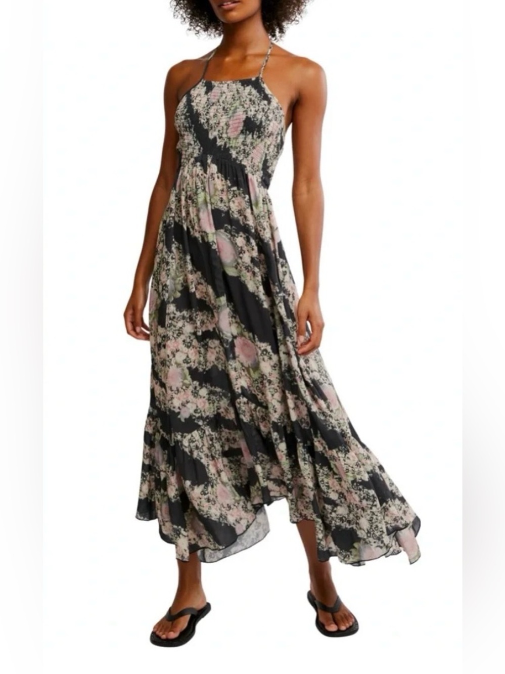 Free People Black Floral Halter Maxi Dress - Women